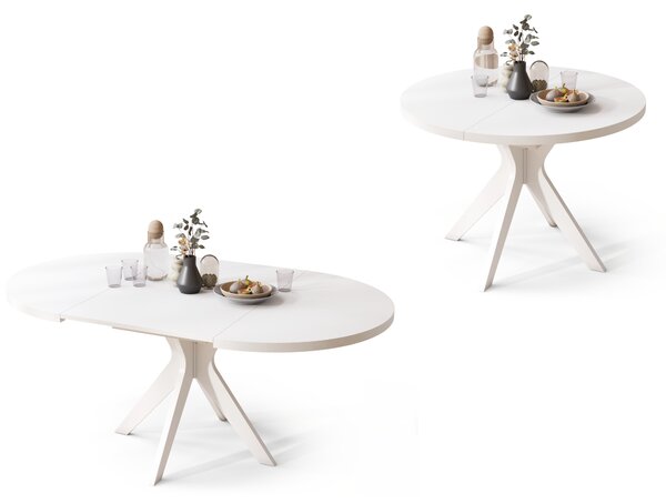 Mazzoni RENZO Alb - MASĂ ROTUNDĂ Ø110 EXTENSIBILĂ PÂNĂ LA 180 cm | PENTRU BUCĂTĂRIE SUFRAGERIE LIVING RETRO