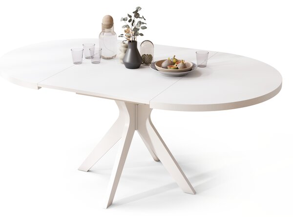 Mazzoni RENZO Alb - MASĂ ROTUNDĂ Ø110 EXTENSIBILĂ PÂNĂ LA 180 cm | PENTRU BUCĂTĂRIE SUFRAGERIE LIVING RETRO
