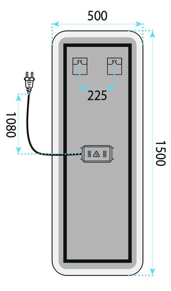 Oglindă LED 150x50cm MOL-SQ