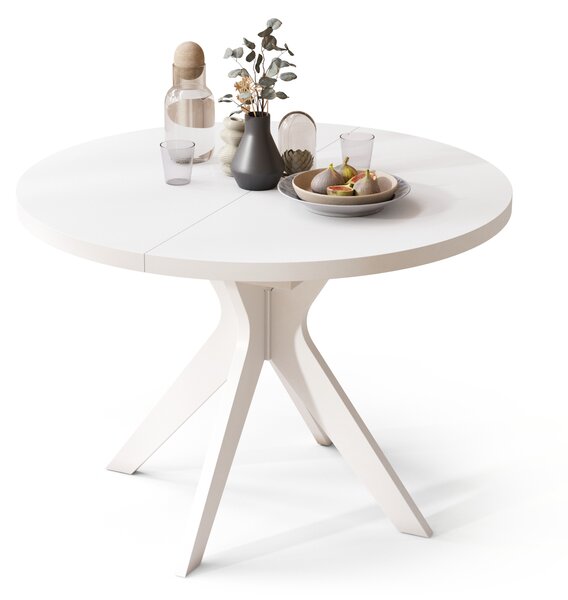 Mazzoni RENZO Alb - MASĂ ROTUNDĂ Ø110 EXTENSIBILĂ PÂNĂ LA 180 cm | PENTRU BUCĂTĂRIE SUFRAGERIE LIVING RETRO