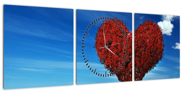 Tablou - Inimă din copac (cu ceas) (90x30 cm)