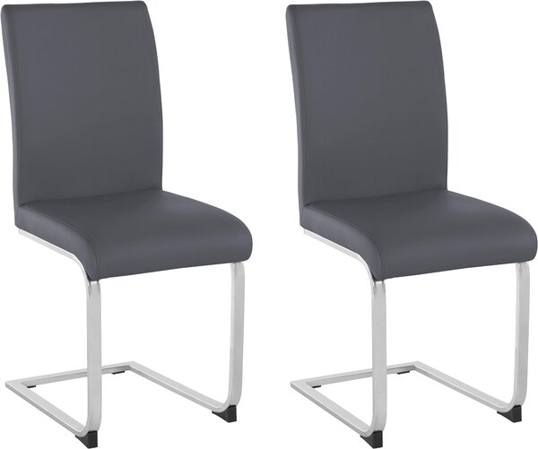 Set 2 scaune Charissa gri piele ecologica 44/54,5/94 cm