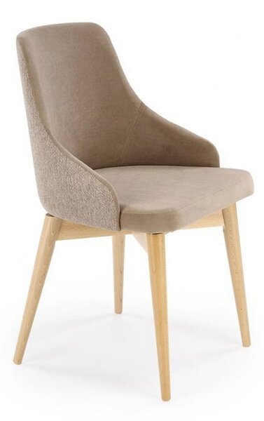 Scaun rotativ MALAGA, bej/stejar, stofa clasica/lemn, 50x53x79 cm