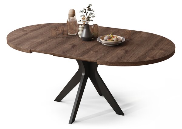 Mazzoni RENZO Stejar Maro/picior negru - MASĂ ROTUNDĂ Ø110 EXTENSIBILĂ PÂNĂ LA 180 cm | PENTRU BUCĂTĂRIE SUFRAGERIE LIVING RETRO