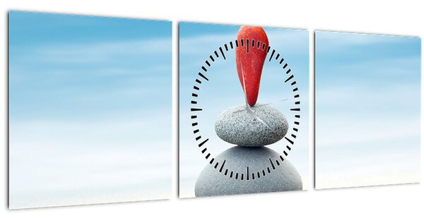 Tablou -Echilibru cu pietre (cu ceas) (90x30 cm)