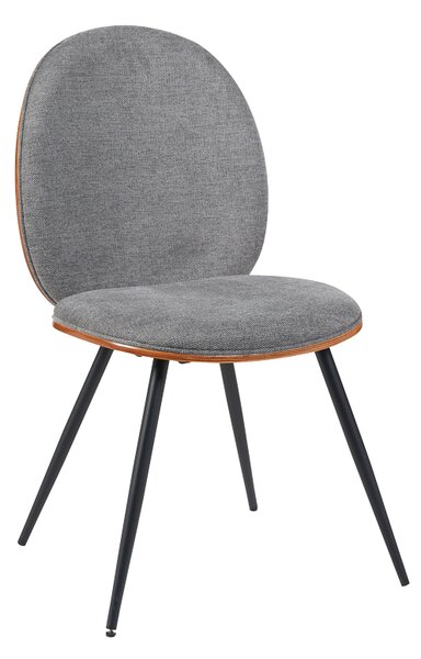 Scaun Bucatarie/Dining Neytt, Placat Cu Lemn Finisaj Nuc, Tapiterie Textil Gri