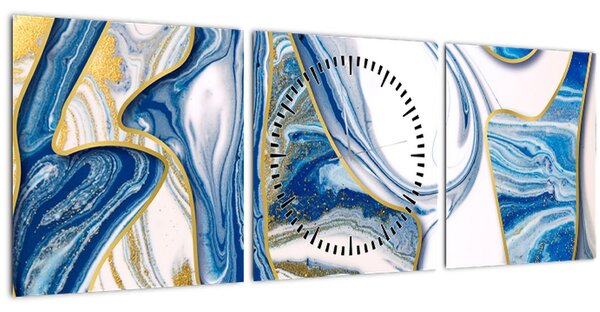 Tablou - Valuri de marmură (cu ceas) (90x30 cm)
