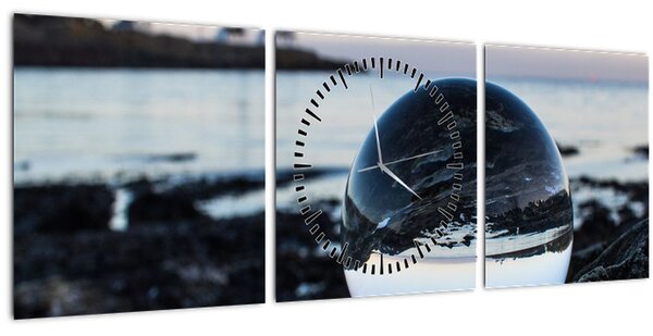 Tablou - Bile de sticlă pe piatră (cu ceas) (90x30 cm)