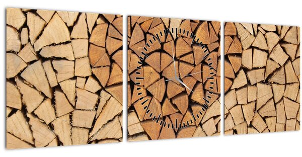 Tablou - Inima din lemn (cu ceas) (90x30 cm)