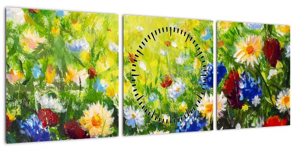 Tablou - Flori sălbatice (cu ceas) (90x30 cm)