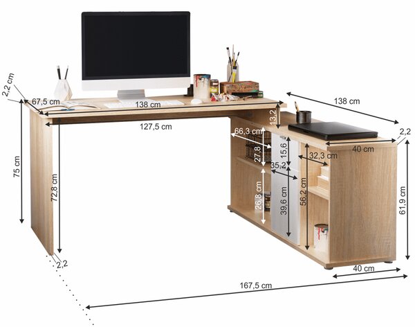 Masă PC de colț Dasys VE 02. 779615