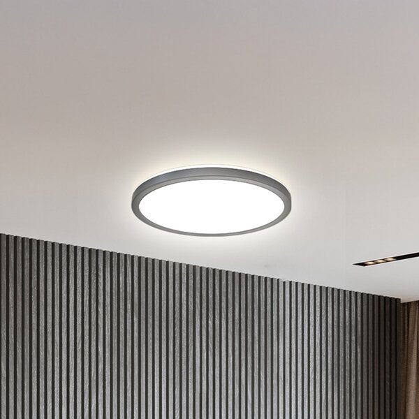 B.K. Licht Panou LED Slim telecomandă RGBW, Ø 29 cm, negru, iluminare din spate, reglabil, Negru, Studiu / Birou, Plastic