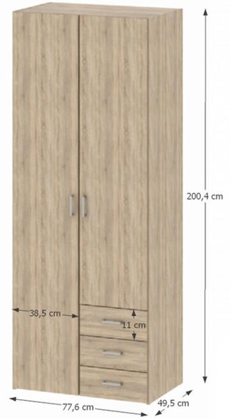 Dulap de haine Got 70425 2D (Stejar sonoma). 794119