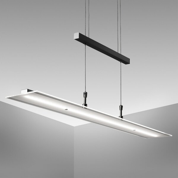 B.K. Licht Lampă suspendată LED Tick negru, sticlă, dimabilă, înălțime reglabilă, reglabil, Negru, Camera de zi / sufragerie, Sticlă, Modern