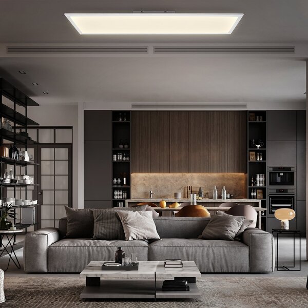 B.K. Licht Panou LED Brian CCT, alb, 100 x 25 cm, telecomandă, reglabil, Alb, Studiu / Birou, Metal