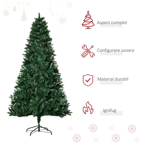 Brad de Craciun Artificial Baza Detasabila, brad verde, decoratiune de Craciun din PVC si Otel, Φ105x210cm, Verde HOMCOM | Aosom Romania
