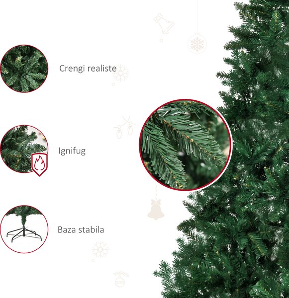 Brad de Craciun Artificial Baza Detasabila, brad verde, decoratiune de Craciun din PVC si Otel, Φ105x210cm, Verde HOMCOM | Aosom Romania