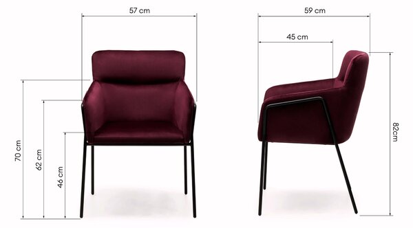 Fotoliu design bordo HELSINKI VELVET Magic Velvet 2229