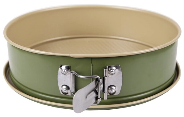 Tava metalica rotunda pentru copt prajituri, cu baza detasabila, verde