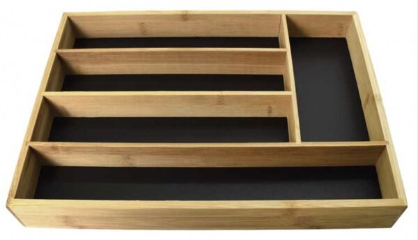 Organizator tacamuri Pufo Cuisine din lemn de bambus cu 5 compartimente, 36 x 25.5 cm