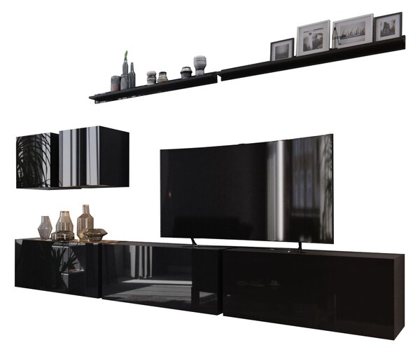 Mobilier living Darriot (negru + negru lucios). 1007694