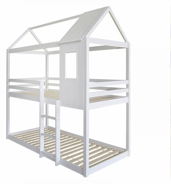 Pat etajat pentru copii 90 cm Atrinia (Alb) (cu somieră). 1015838
