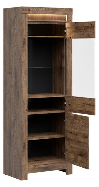 Raft Fiomoro 103, Ribbeck stejar, Sticlă, PAL laminat, 200x71x45cm, 60 kg