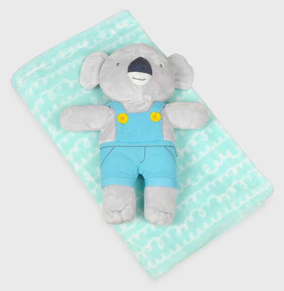 Set pătură copii şi jucărie David Koala albastru 75x100 cm