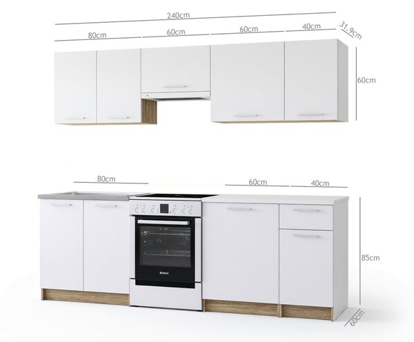 Set de bucătărie Houston 856, 240x60cm, 126 kg