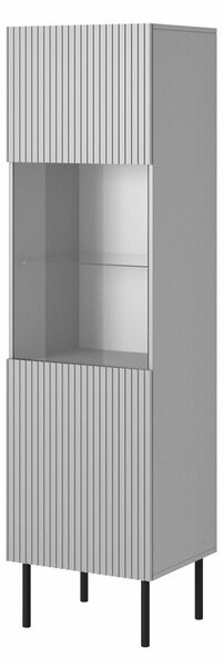 Raft Evartivu 101, Gri, PAL laminat, Sticlă, MDF, 180x50x42cm, 41 kg
