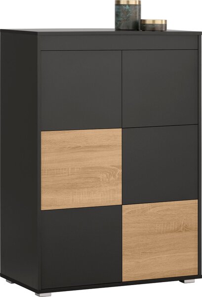 Comoda birou Ergil negru grafit-stejar 81,5/40/115 cm