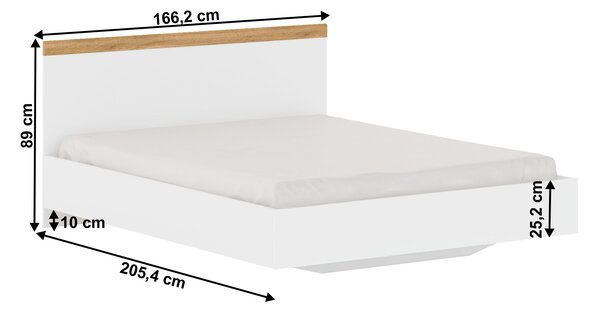Pat matrimonial 160 cm Vilgi (alb + stejar wotan). 1064651
