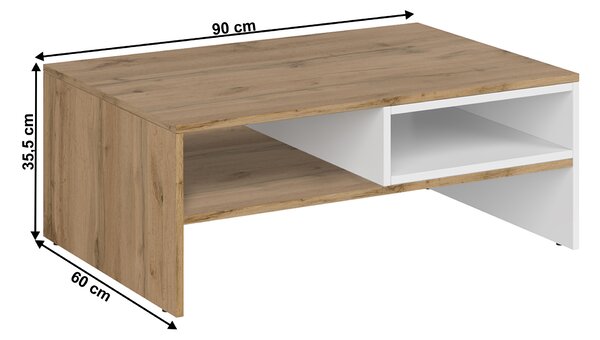 Masă de cafea Vilgi 90 (alb + stejar wotan). 1064647