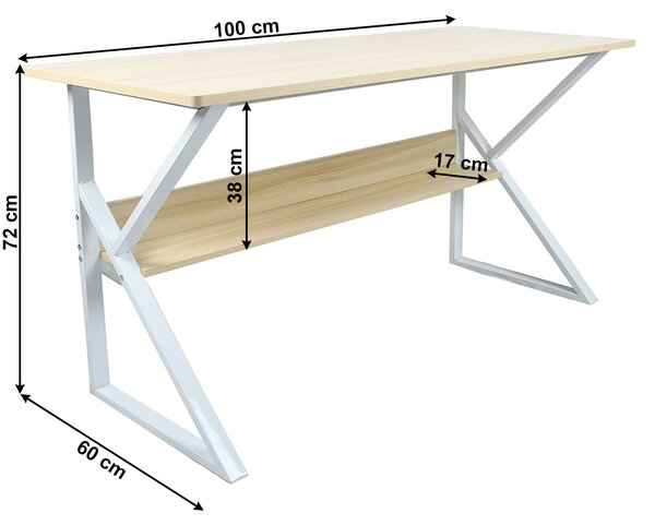 Masă de scris Torcor 100 (stejar natural + alb). 1020884