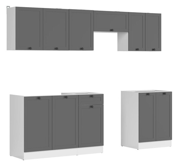 Set de bucătărie modular Classic Grey 120, 240x47cm, 103.15 kg