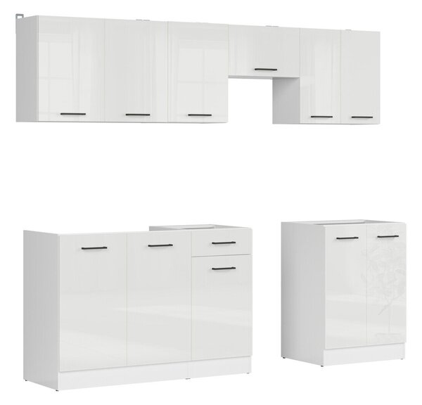 Set de bucătărie modular Line White 118, 230x47cm, 102.4 kg
