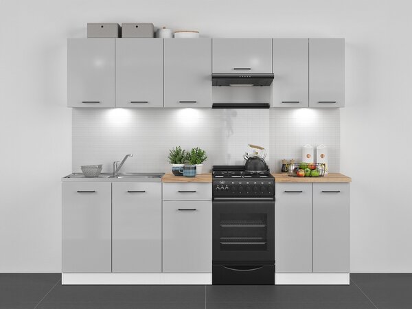 Set de bucătărie modular Line Grey 119, 230x47cm, 102.4 kg