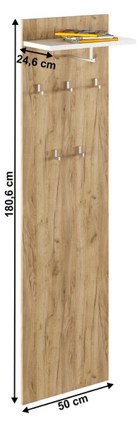 Panou cuier Rumia 19 (stejar artisan + alb). 1064685
