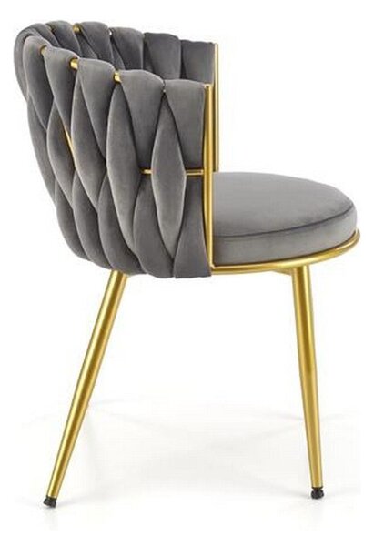 Scaun K517, gri/auriu, stofa catifelata/metal, 57x60x79 cm