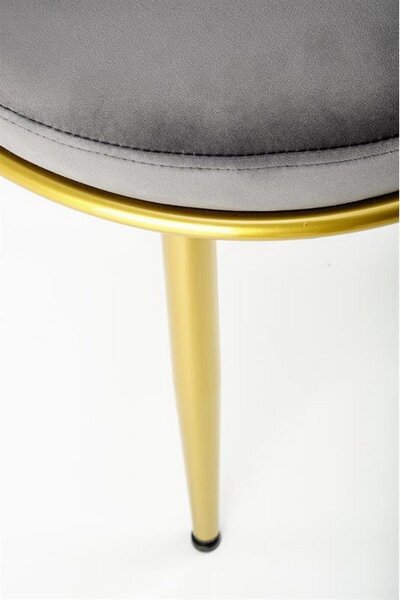 Scaun K517, gri/auriu, stofa catifelata/metal, 57x60x79 cm