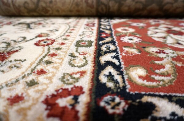 Model Timbre 1518 110, Traversa festonata Latime 80 cm, Crem Beige Bej, Dreptunghi, 80 x 500