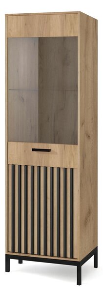 Raft Velvesu 102, Craft stejar, Negru, Sticlă, PAL laminat, 191x54x40cm, 44 kg