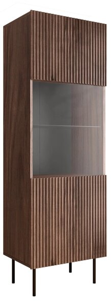 Raft Fama, Negru, Nuc, MDF, PAL laminat, Sticlă călită, 183x60x40cm, 42.6 kg