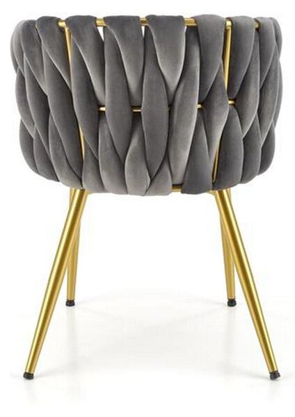 Scaun K517, gri/auriu, stofa catifelata/metal, 57x60x79 cm