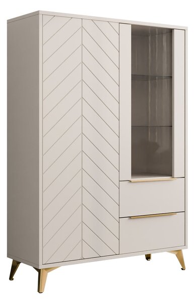 Raft Comfivo Citrus II, Bej, PAL laminat, Sticlă călită, MDF, 150x104x40cm, 64 kg