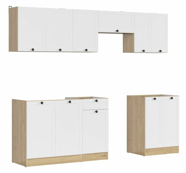 Set de bucătărie modular Classic White Oak 118, 240x47cm, 100.3 kg