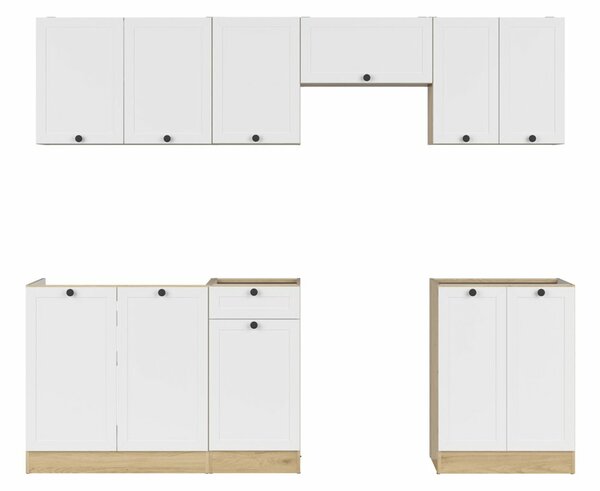 Set de bucătărie modular Classic White Oak 118, 240x47cm, 100.3 kg