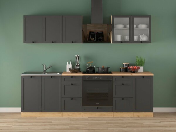 Set de bucătărie modular Classic Grey Oak 118, 260x47cm