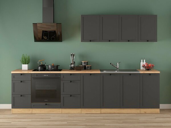 Set de bucătărie modular Classic Grey Oak 119, 300x47cm