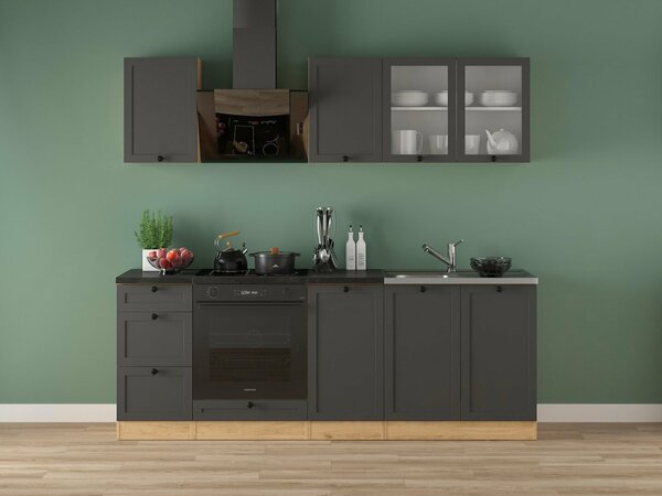Set de bucătărie modular Classic Grey Oak 117, 220x47cm